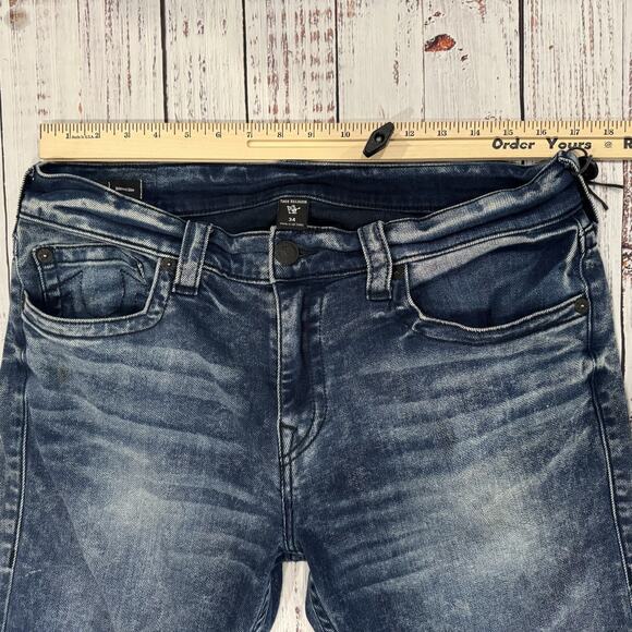 True Religion Geno Jeans Mens 34x32 Y2K Distressed Relaxed Slim Fit Flap Pockets - Picture 5 of 10